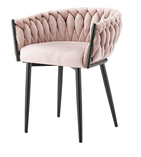 Silla De Asiento De Terciopelo Rosa Y Estructura Negro 75*59,5*62 Cm
