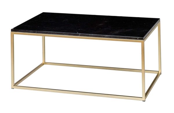 Mesa Centro Base Metal Dorado Y Sobre De Mármol Negro Marquina