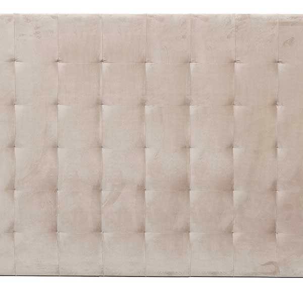 Cabecero Capitoné Cuadrado Con Modulos Laterales. Terciopelo Crema, Cama 135 Y 140 Cm