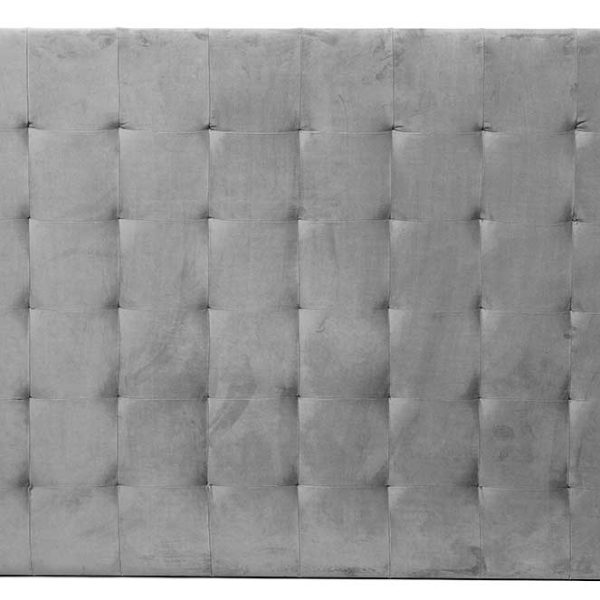 Cabecero Capitoné Cuadrado Con Modulos Laterales. Terciopelo Plata. Cama 150Cm