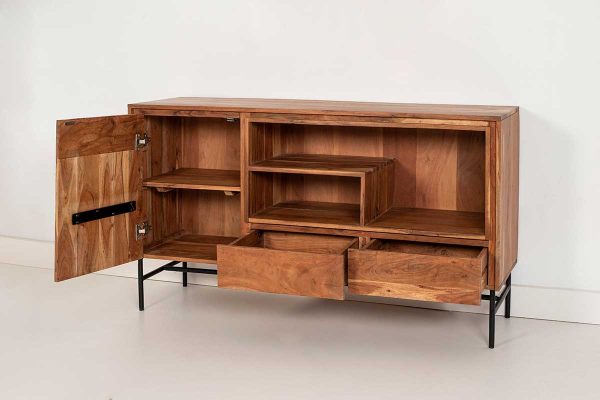 Aparador Acacia Con Luz Y Patas Metal 140*40*80 Cm - Imagen 2