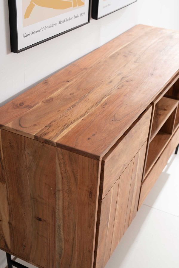 Aparador Acacia Con Luz Y Patas Metal 140*40*80 Cm - Imagen 3