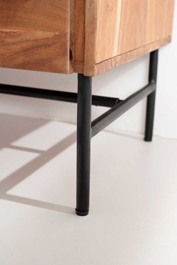Aparador Acacia Con Luz Y Patas Metal 140*40*80 Cm - Imagen 4