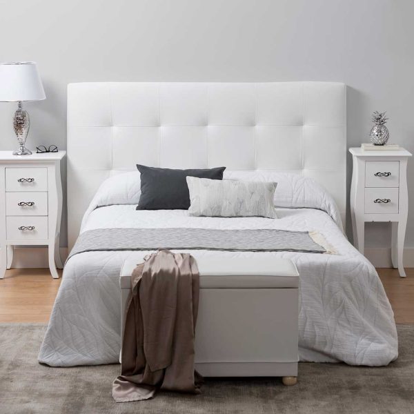 Para Cama 160 Cm. Cabecero Cuadrado Y Punto. Polipel Blanco