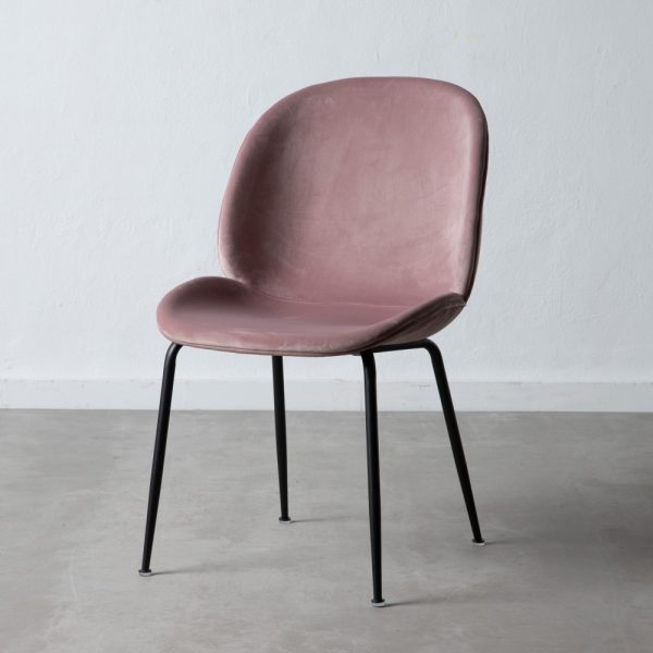 Silla Terciopelo Rosa Metal / Tejido 50 X 50 X 82 Cm