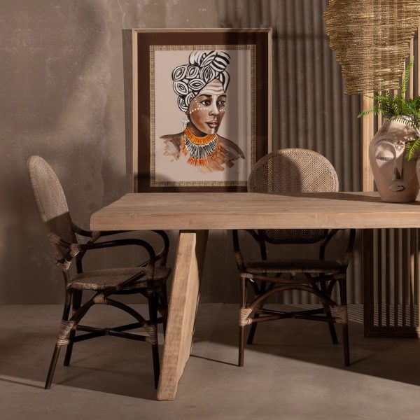 SILLA BEIGE-MARRÓN RATÁN 57 X 64 X 99 CM - Imagen 2
