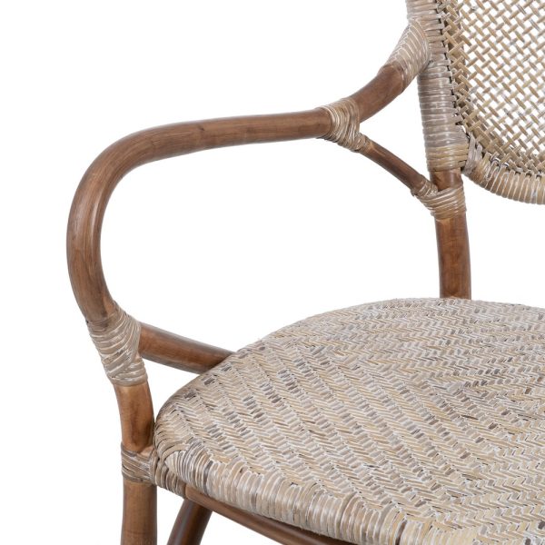 SILLA BEIGE-MARRÓN RATÁN 57 X 64 X 99 CM - Imagen 6