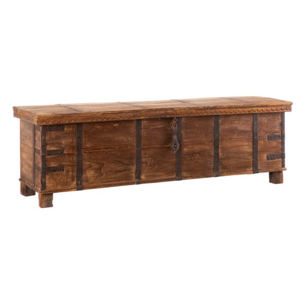 BAÚL MARRÓN MADERA DE TECA 160 X 44 X 49 CM - Imagen 2