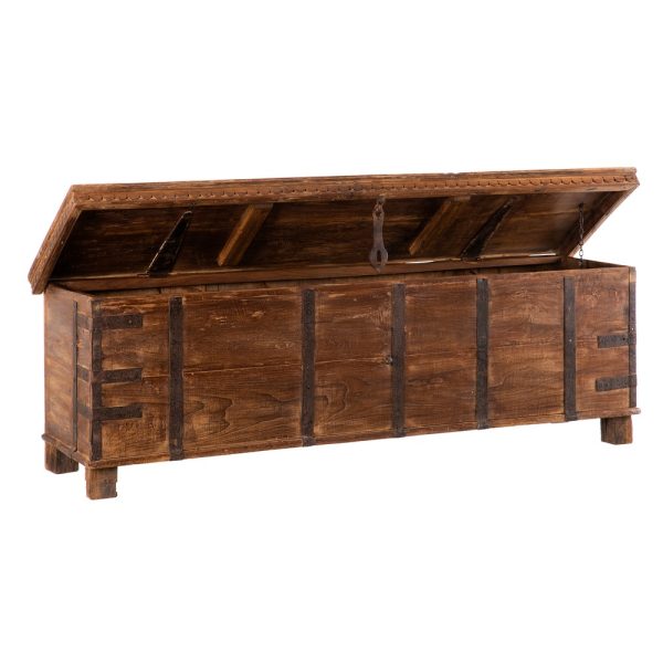 BAÚL MARRÓN MADERA DE TECA 160 X 44 X 49 CM - Imagen 3