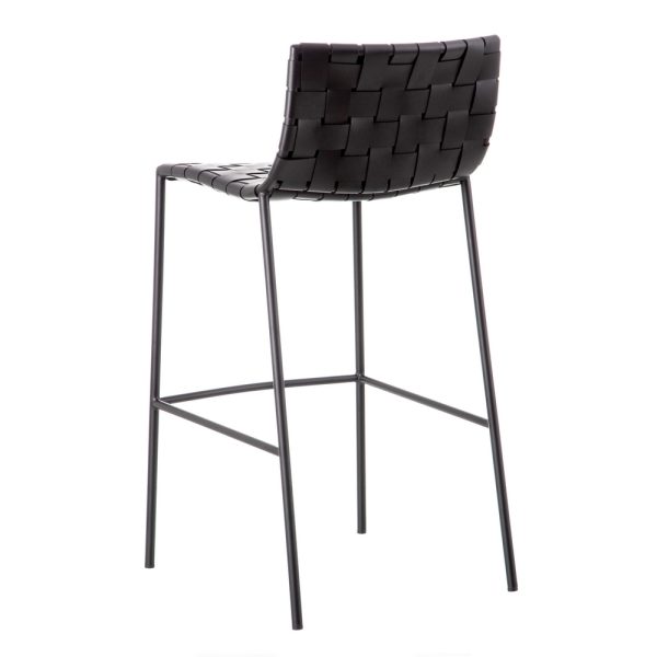 TABURETE NEGRO METAL / PIEL SALÓN 48 X 51 X 100 CM - Imagen 4