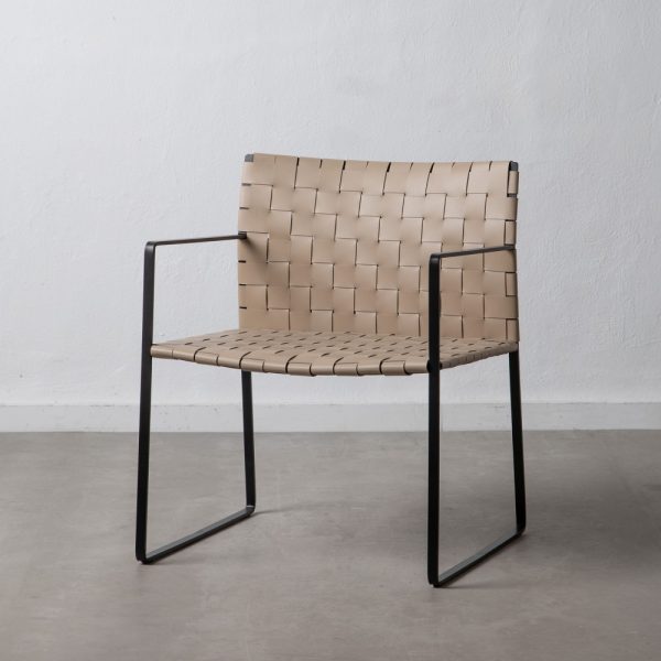 SILLA CON BRAZO BEIGE-NEGRO 60,50 X 57,50 X 77 CM