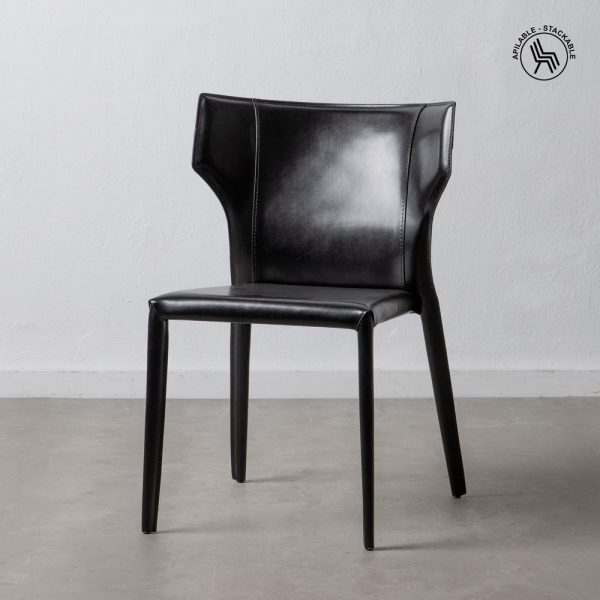 SILLA NEGRO PIEL SALÓN 55 X 55,50 X 83,50 CM