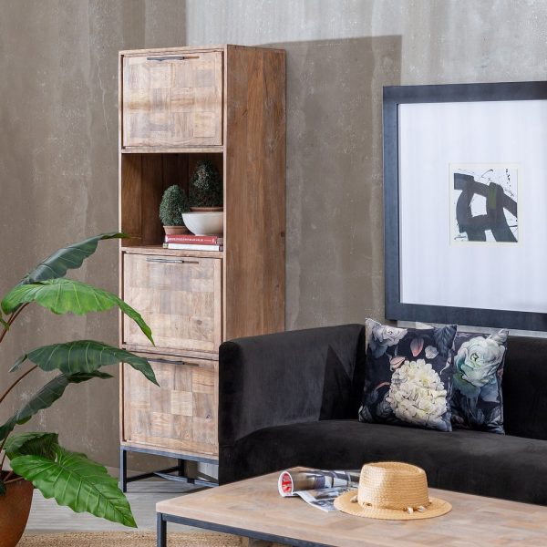 MUEBLE AUXILIAR NATURAL MADERA DE MANGO 60 X 38 X 188 CM - Imagen 2