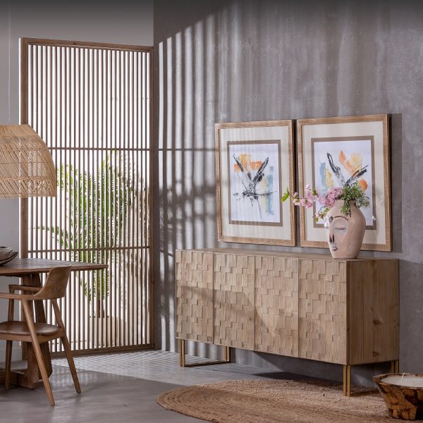 APARADOR CREMA MADERA-HIERRO SALÓN 180 X 45 X 84 CM - Imagen 2