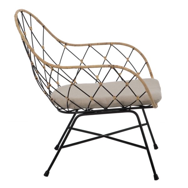 Sillón Natural-Negro Ratán/Metal Salón 62 X 60 X 73 Cm - Imagen 3