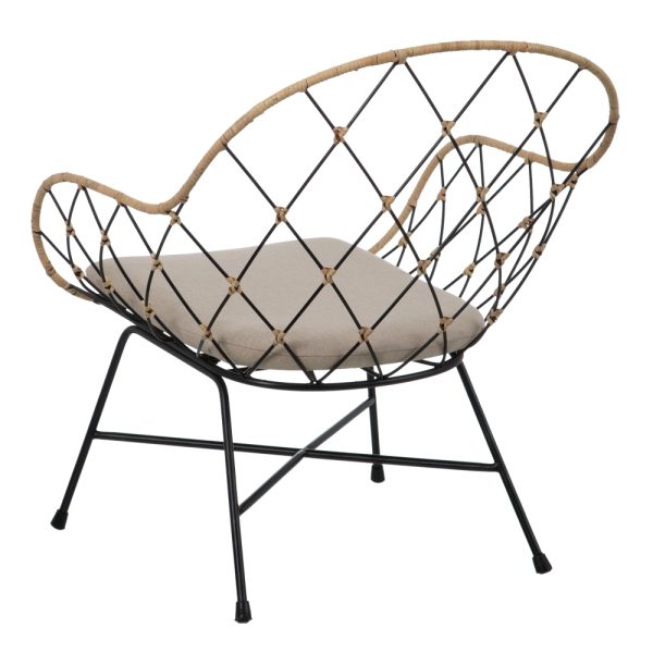 Sillón Natural-Negro Ratán/Metal Salón 62 X 60 X 73 Cm - Imagen 4