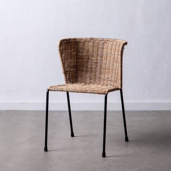 Silla Natural-Negro Fibra Natural-Metal 50 X 54 X 77 Cm