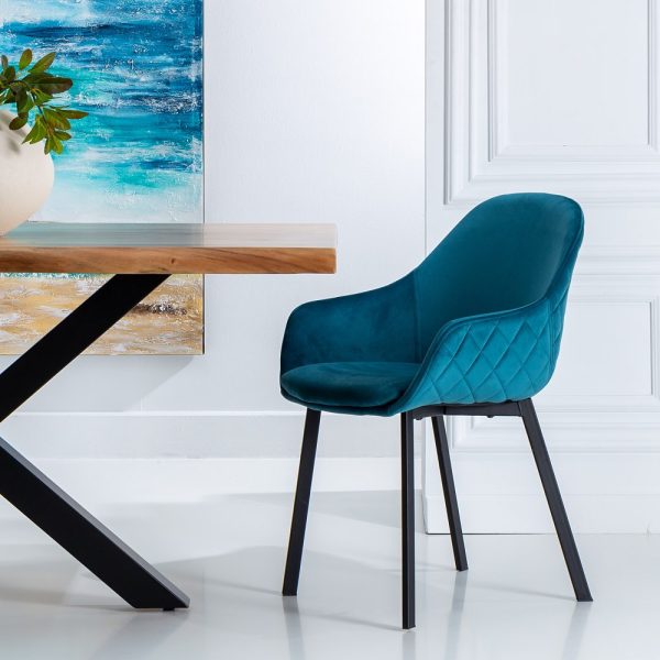Silla Verde Oscuro Tejido-Metal Salón 57,50 X 53 X 84,50 Cm - Imagen 2