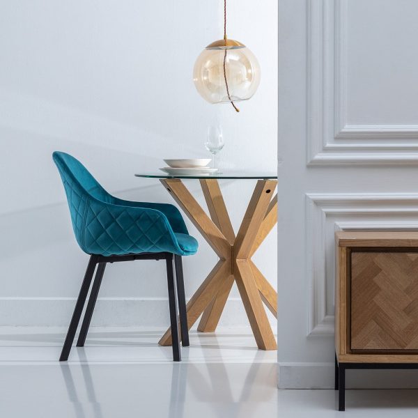 Silla Verde Oscuro Tejido-Metal Salón 57,50 X 53 X 84,50 Cm - Imagen 3