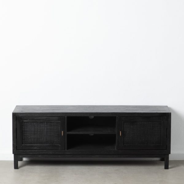 Mueble Tv Negro Madera Mindi Salón 150 X 40 X 55 Cm