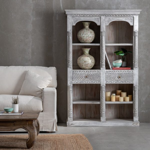ESTANTERÍA GRIS MADERA DE MANGO SALÓN 120 X 40 X 182 CM - Imagen 2