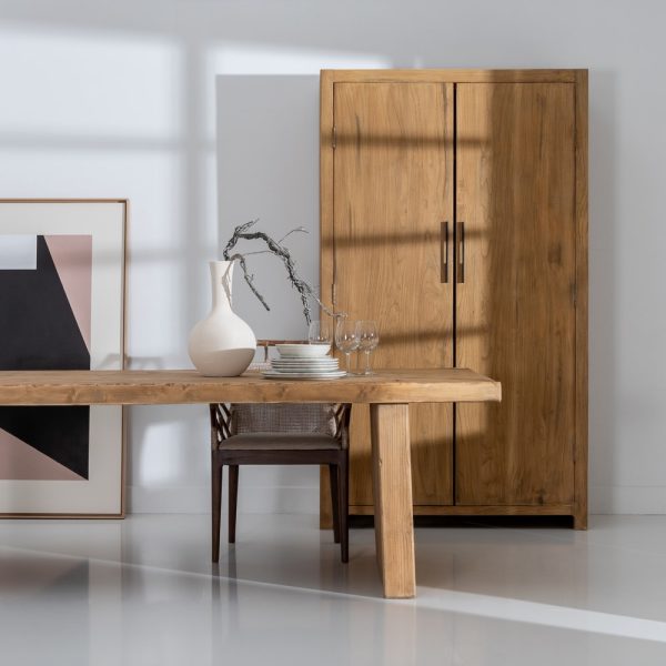ARMARIO NATURAL MADERA DE OLMO SALÓN 122 X 46 X 210 CM - Imagen 2