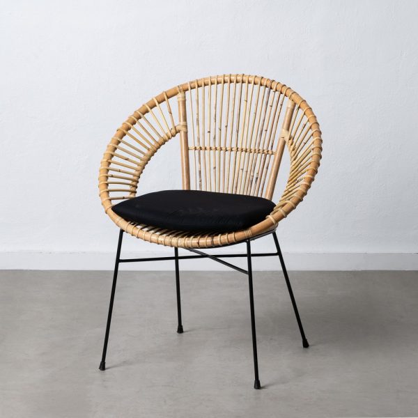 Silla Natural-Negro Ratán/Metal Salón 71 X 61 X 87 Cm