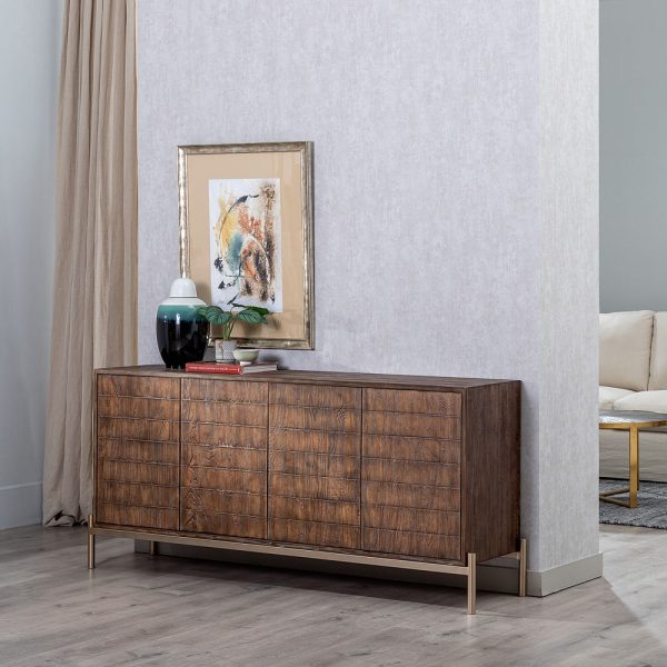 APARADOR MARRÓN MADERA-HIERRO SALÓN 179,50 X 45 X 84,50 CM - Imagen 2