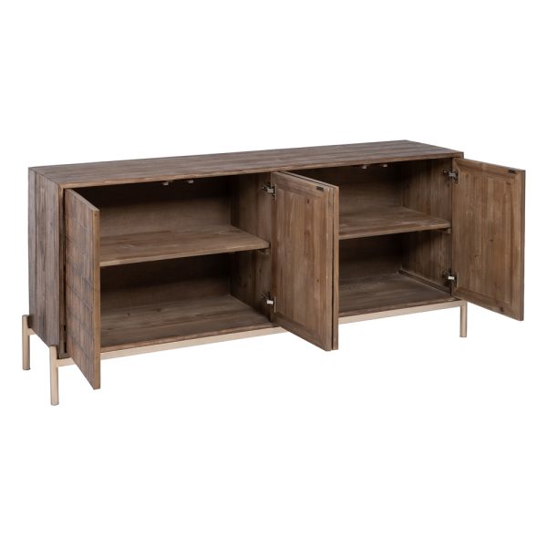 APARADOR MARRÓN MADERA-HIERRO SALÓN 179,50 X 45 X 84,50 CM - Imagen 3