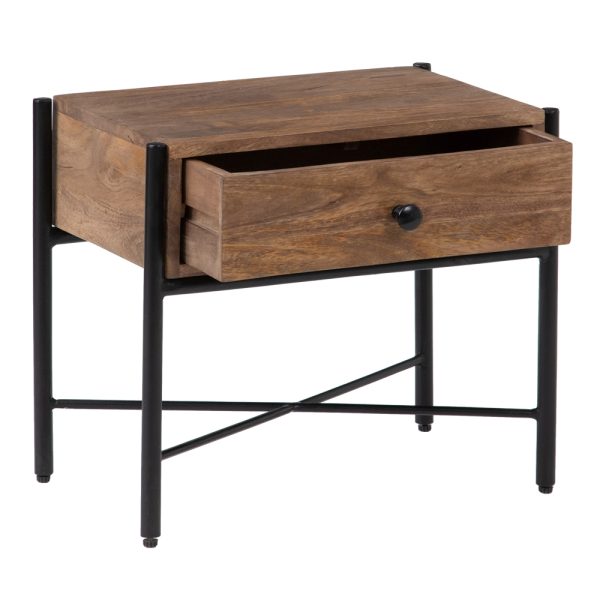 MESITA NATURAL-NEGRO MADERA DE MANGO 50 X 30 X 43,50 CM - Imagen 3