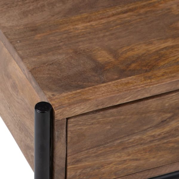 MESITA NATURAL-NEGRO MADERA DE MANGO 50 X 30 X 43,50 CM - Imagen 4