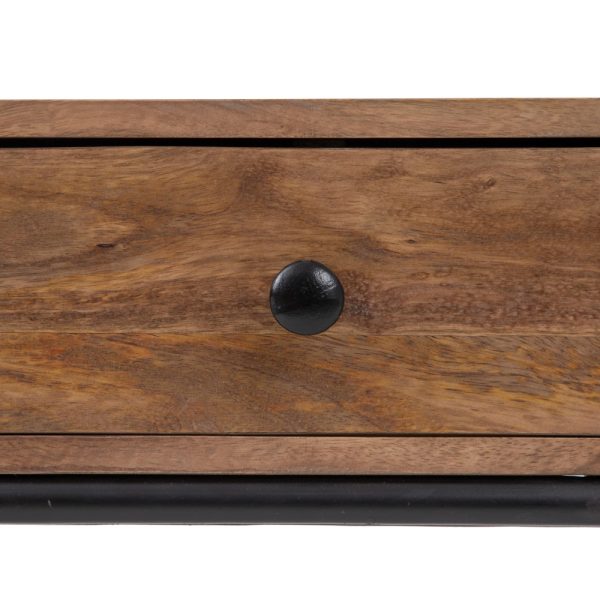 MESITA NATURAL-NEGRO MADERA DE MANGO 50 X 30 X 43,50 CM - Imagen 5