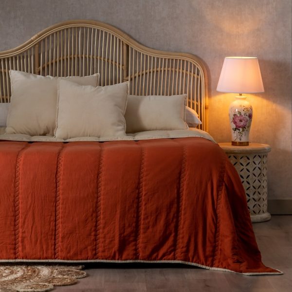 COLCHA REVERSIBLE BEIGE-TEJA MICROFIBRA 230 X 280 CM - Imagen 3