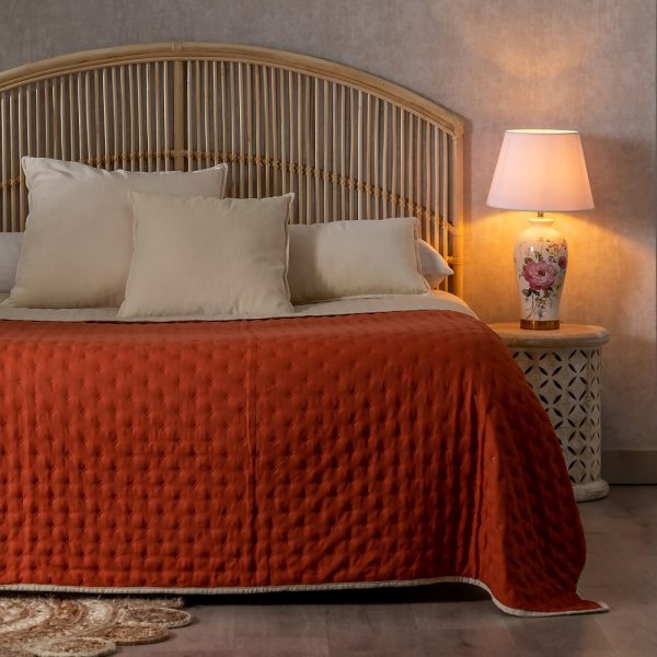 COLCHA REVERSIBLE BEIGE-TEJA MICROFIBRA 270 X 280 CM - Imagen 3