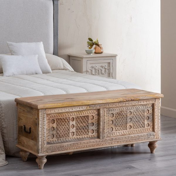 BAÚL NATURAL MADERA DE MANGO 115 X 43,50 X 49 CM - Imagen 2