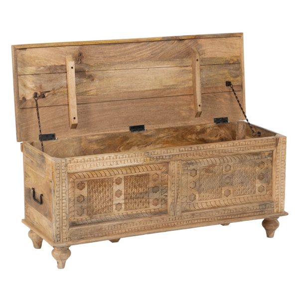 BAÚL NATURAL MADERA DE MANGO 115 X 43,50 X 49 CM - Imagen 3