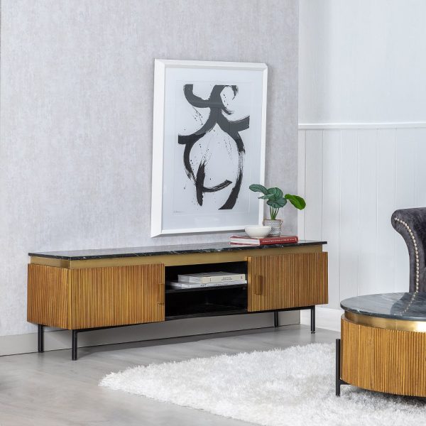 MUEBLE TV MARRÓN-NEGRO MÁRMOL/MADERA 170 X 40 X 51,50 CM - Imagen 2