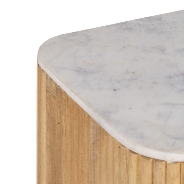 APARADOR NATURAL-BLANCO MÁRMOL/MADERA 150 X 50 X 75 CM - Imagen 4