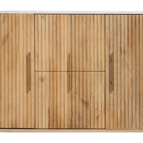 APARADOR NATURAL-BLANCO MÁRMOL/MADERA 150 X 50 X 75 CM - Imagen 5