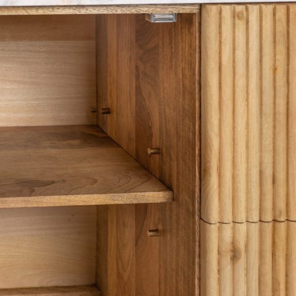 APARADOR NATURAL-BLANCO MÁRMOL/MADERA 150 X 50 X 75 CM - Imagen 7