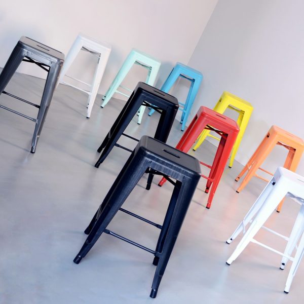 Taburete Blanco Metal Dallas Industrial 42 X 42 X 61,20 Cm - Imagen 2