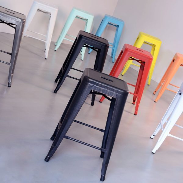 Taburete Blanco Metal Dallas Industrial 42 X 42 X 61,20 Cm - Imagen 3